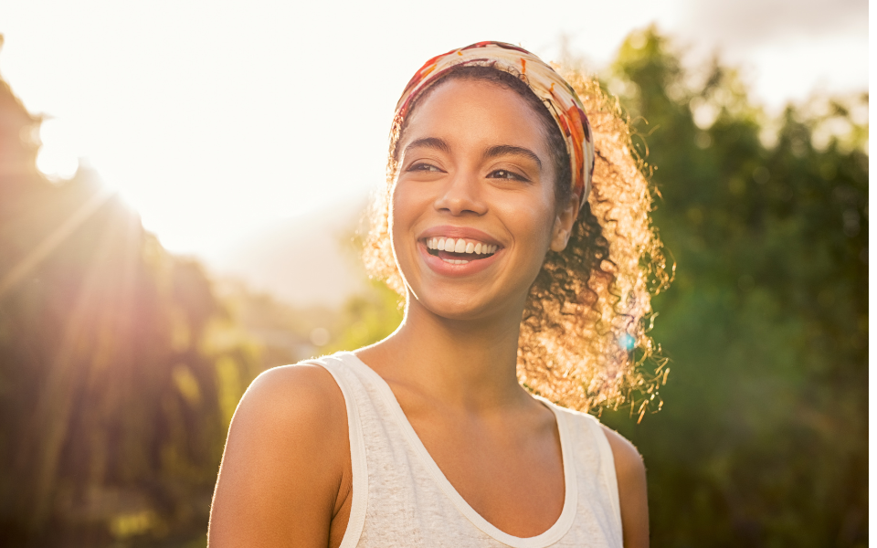 A woman with an authentic smile.