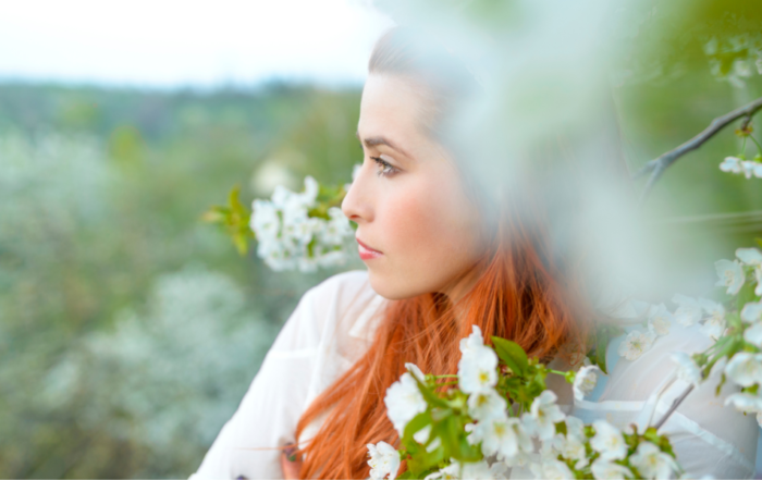 Peaceful woman gazing out