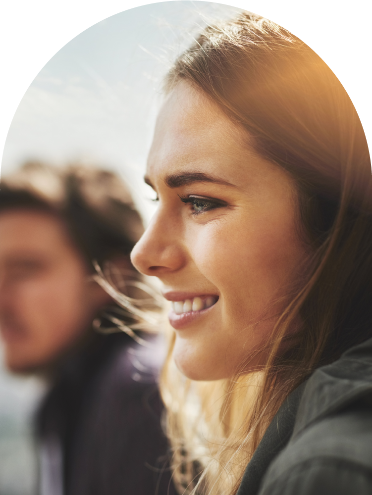 Young woman feeling inner peace from meditation